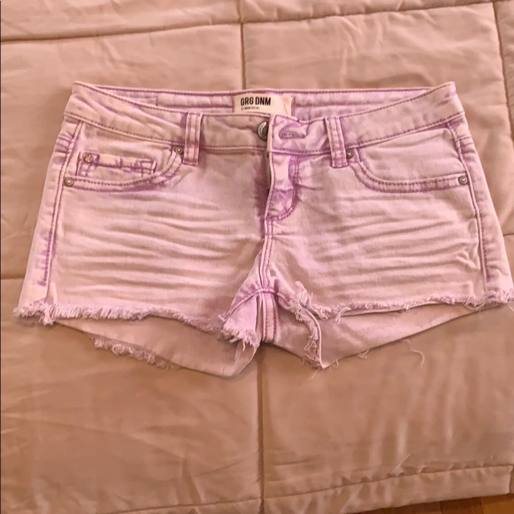 Light purple denim shorts